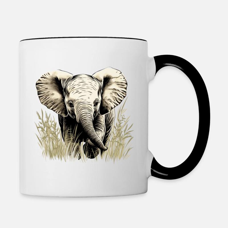 Bébé éléphant - Mug contrasté - blanc/noir