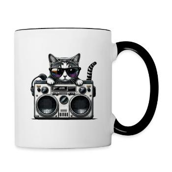 Chat cool - Mug contrasté - blanc/noir - Droite