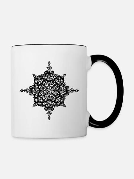 Mandala - Tasse zweifarbig - Weiß/Schwarz