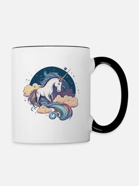 Regenbogen-Einhorn - Tasse zweifarbig - Weiß/Schwarz