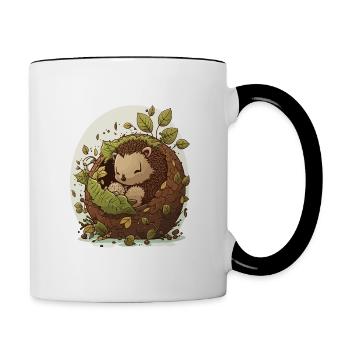 Kuscheliger Igel - Tasse zweifarbig - Weiß/Schwarz - Rechts