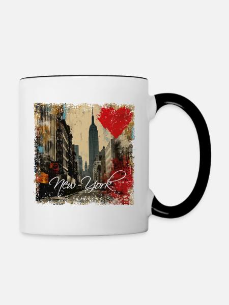 New York, retro, vintage - Valentine's Day - Contrasting Mug - white/black