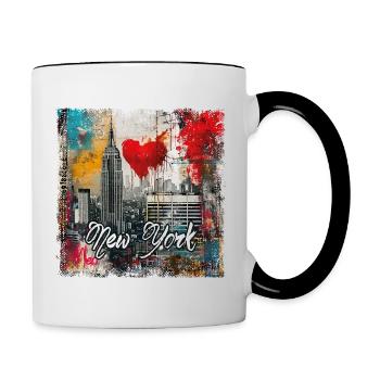 New York, retro, vintage - Valentinstag - Tasse zweifarbig - Weiß/Schwarz - Rechts