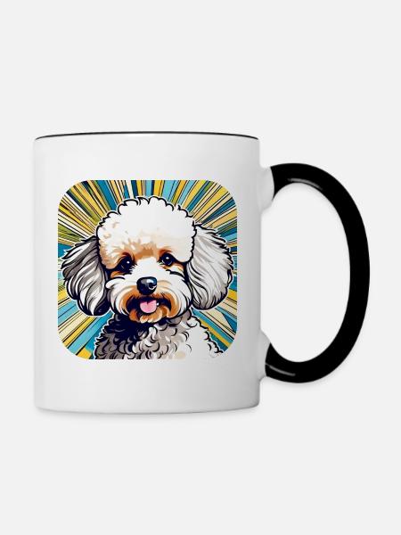 Niedlicher Zwergpudel II - Tasse zweifarbig - Weiß/Schwarz