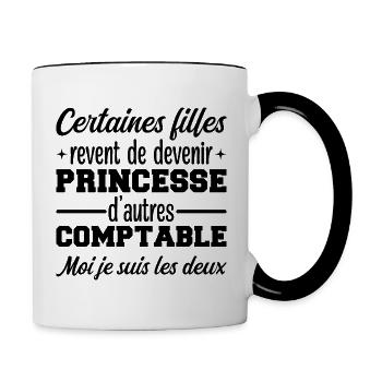 Princesse Comptable - Mug contrasté - blanc/noir - Droite
