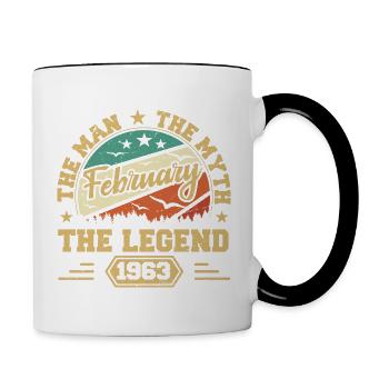 Geburtstagsgeschenk - geboren im Februar 1963 - Tasse zweifarbig - Weiß/Schwarz - Rechts