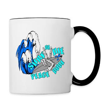 surfer fans unique designs - Contrasting Mug - white/black - Right