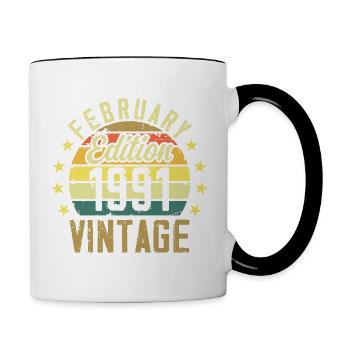 Anniversaire 33 ans - Cadeau Février 1991 - 33e - Mug contrasté - blanc/noir - Droite
