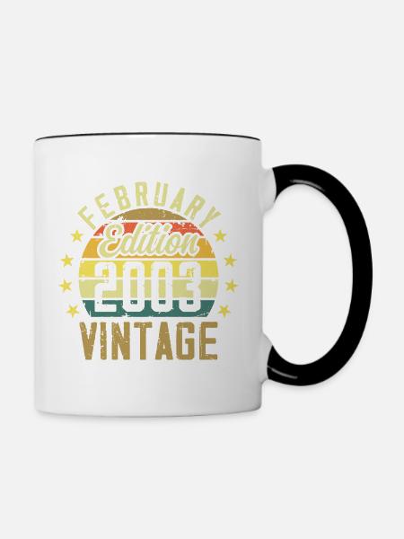 Anniversaire 21 ans - Cadeau Février 2003 - 21e - Mug contrasté - blanc/noir