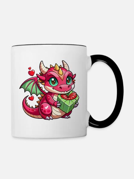 Farbenfroher Drache - Tasse zweifarbig - Weiß/Schwarz