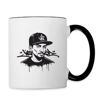 Graffiti im New Yorker Stil - Tasse zweifarbig - Weiß/Schwarz - Rechts