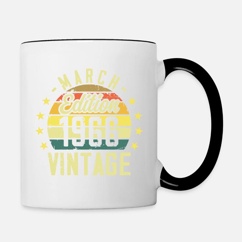 Vintage mars 1966 vintage cadeau anniversaire 1966 - Mug contrasté - blanc/noir