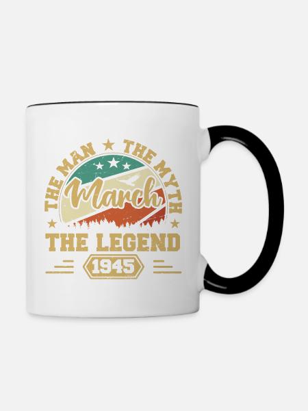 März 1945 Jubiläum 1945 Legenden März - Tasse zweifarbig - Weiß/Schwarz