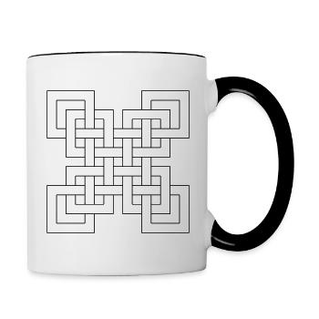 verwirrendes Muster aus verschlungenen Linien - Tasse zweifarbig - Weiß/Schwarz - Rechts