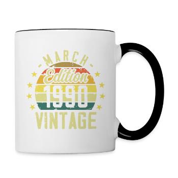 Vintage mars 1990 vintage cadeau anniversaire 1990 - Mug contrasté - blanc/noir - Droite
