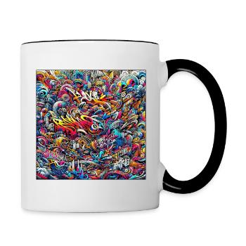 Graffiti Puls - Tasse zweifarbig - Weiß/Schwarz - Rechts
