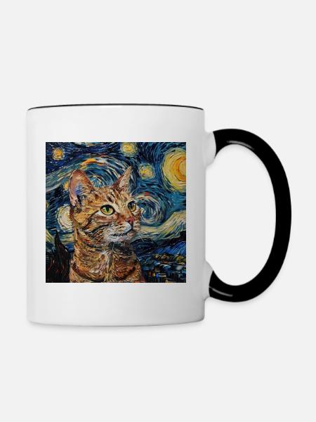 Katze, katzenmotiv - Tasse zweifarbig - Weiß/Schwarz