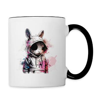 Osterhase - to hip to hop - Tasse zweifarbig - Weiß/Schwarz - Rechts