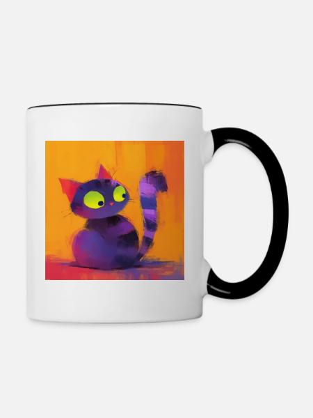 Katze, katzenmotiv - Tasse zweifarbig - Weiß/Schwarz