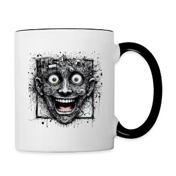Square happy face - Contrasting Mug - white/black - Right