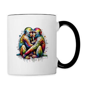 Neon Nexus - Embrace Monkeys - Tasse zweifarbig - Weiß/Schwarz - Rechts