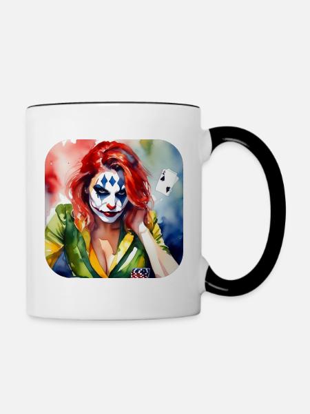 Cooles Harlequin Poker Gothic Mädchen - Tasse zweifarbig - Weiß/Schwarz