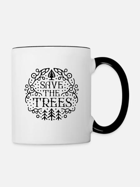 Rettung der Bäume - Tasse zweifarbig - Weiß/Schwarz