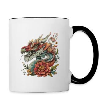Cool Dragon Head - Contrasting Mug - white/black - Right