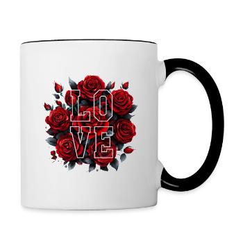 Rote Rosen - LOVE - Tasse zweifarbig - Weiß/Schwarz - Rechts