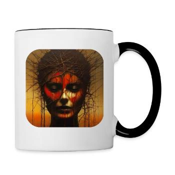 Dark Horror Women Face - Contrasting Mug - white/black - Right