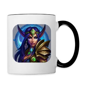Proud Fantasy Elf Warrior - Contrasting Mug - white/black - Right