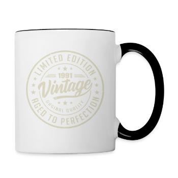 Vintage 1991 Gift 1991 Retro Birthday 1991 - Contrasting Mug - white/black - Right