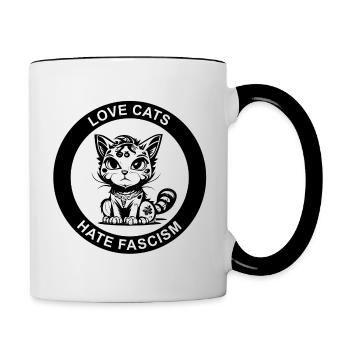 LOVE CATS HATE FASCISM - Contrasting Mug - white/black - Right