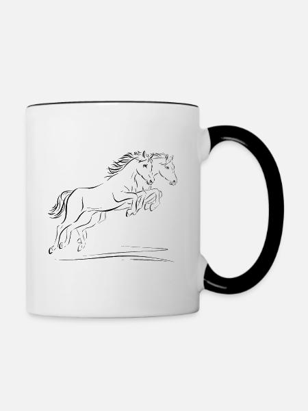 Zwei Pferde - Tasse zweifarbig - Weiß/Schwarz