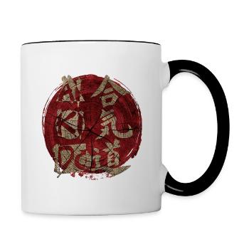 Aikido-Kalligraphie-Schriftart für Kampfsportliebhaber! - Tasse zweifarbig - Weiß/Schwarz - Rechts