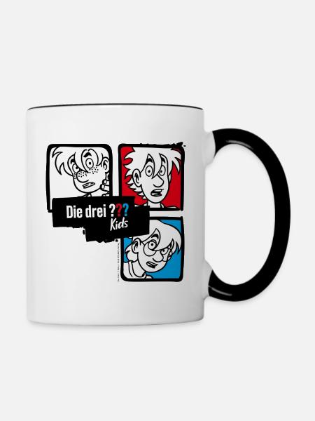 Die Drei ??? Kids Als Illustration - Tasse zweifarbig - Weiß/Schwarz
