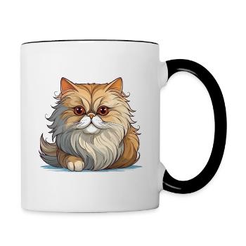 Un mignon chat persan - Mug contrasté - blanc/noir - Droite