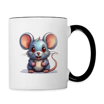 Niedliche Maus - Tasse zweifarbig - Weiß/Schwarz - Rechts