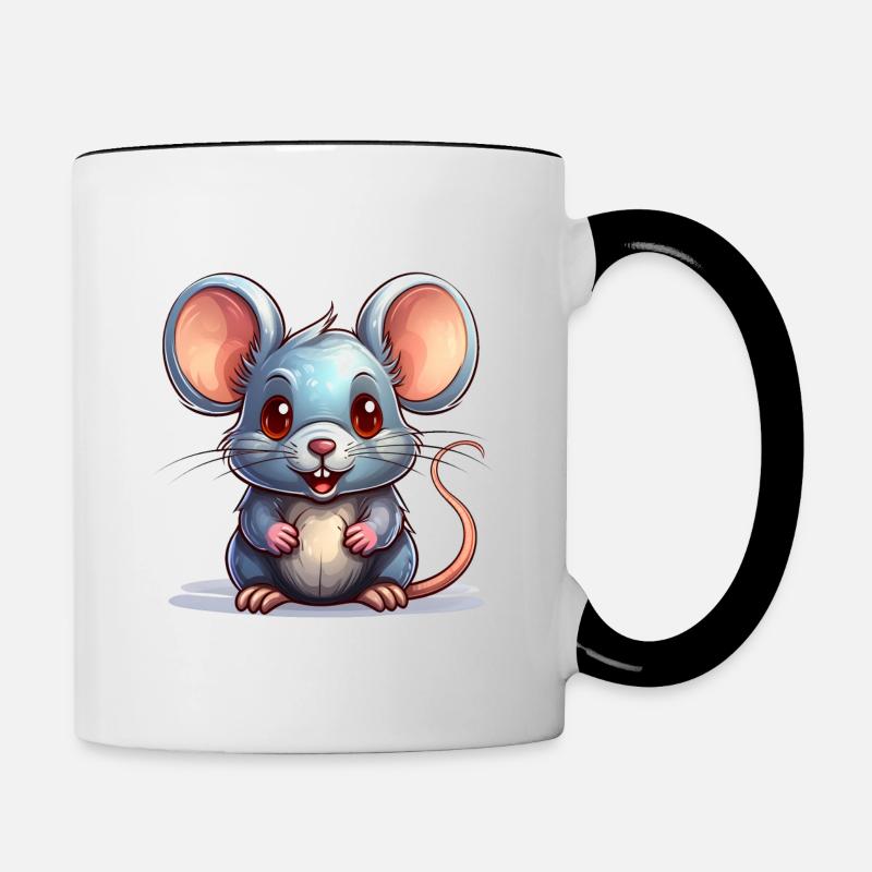 Souris mignonne - Mug contrasté - blanc/noir