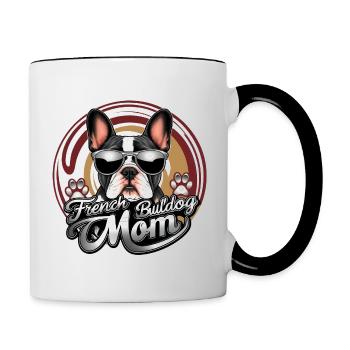 Maman Bouledogue Français - Mug contrasté - blanc/noir - Droite