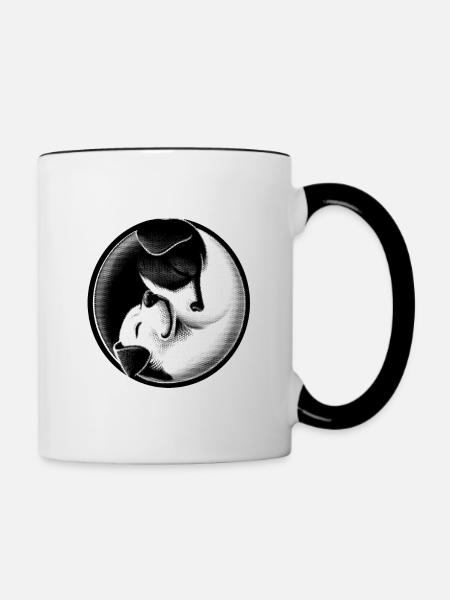 Ying und Yang Hunde - Tasse zweifarbig - Weiß/Schwarz