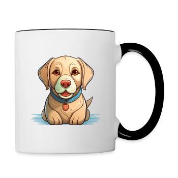 Cute Dog Puppy (Labrador) - Contrasting Mug - white/black - Right