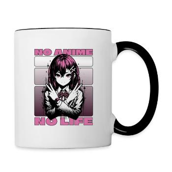 Anime Manga Girl // NO ANIME - NO LIFE // AS001 - Tasse zweifarbig - Weiß/Schwarz - Rechts