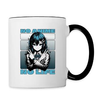 Anime Manga Fille // PAS D’ANIME - PAS DE VIE // AS002 - Mug contrasté - blanc/noir - Droite