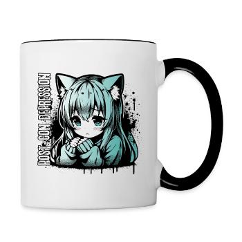 Anime Manga Girl // Post-Con Depression // AS008 - Contrasting Mug - white/black - Right