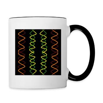 Vagues verticales jaunes et oranges - Mug contrasté - blanc/noir - Droite