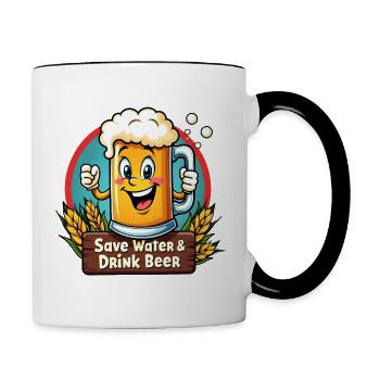 SAVE WATER DRINK BEER - Bierkrug - Tasse zweifarbig - Weiß/Schwarz - Rechts