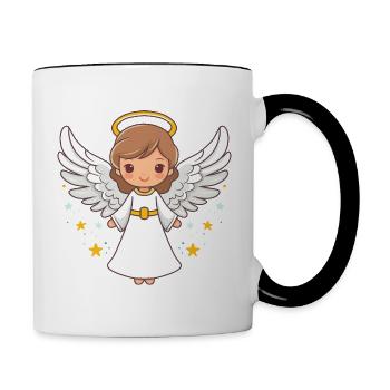 Engel passend zu Weihnachten - Tasse zweifarbig - Weiß/Schwarz - Rechts