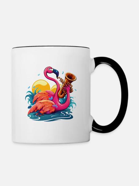Jazzy Flamingo - Tasse zweifarbig - Weiß/Schwarz