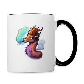 Blazing Attitude: Smokin Hot Llama Illustration - Contrasting Mug - white/black - Right
